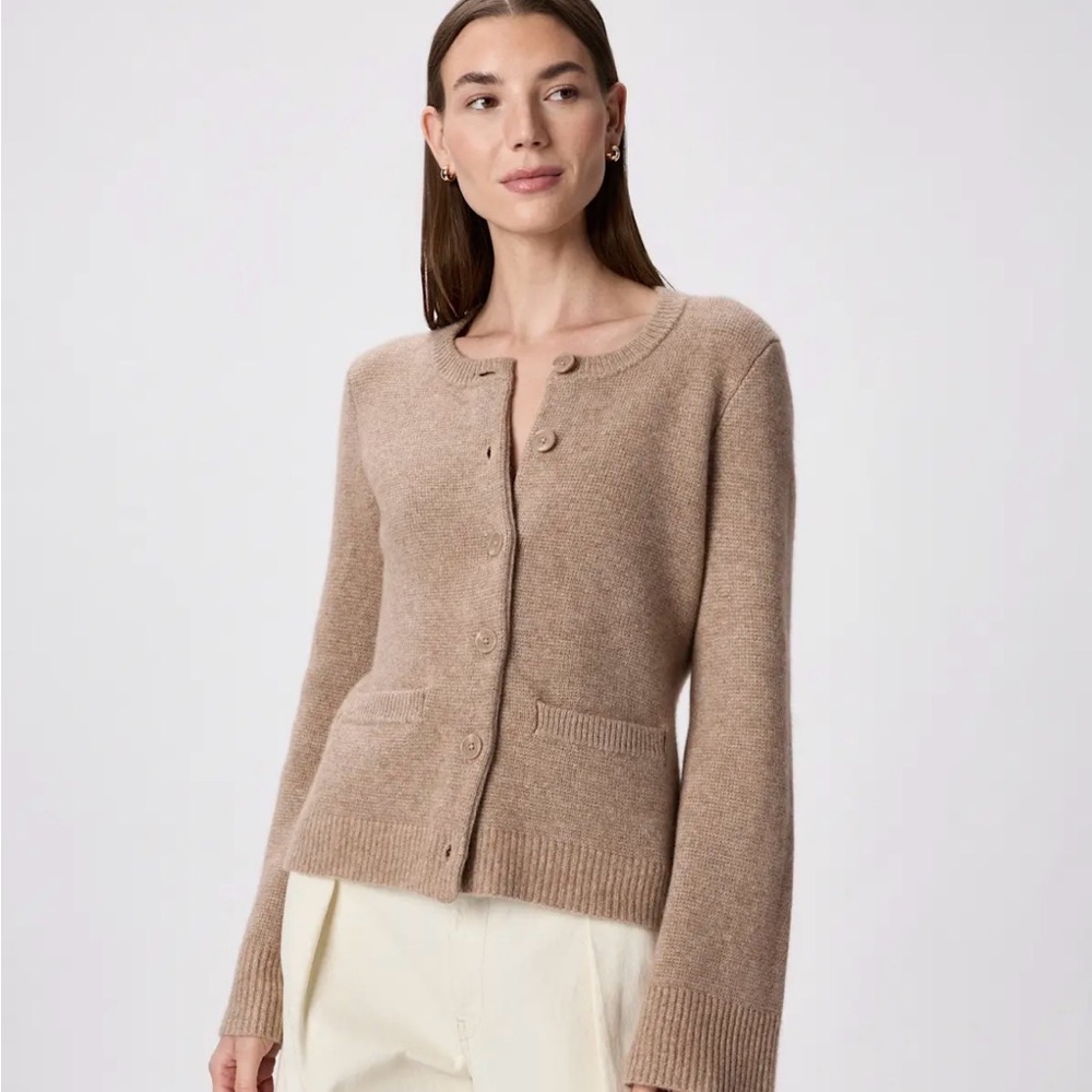 Structured Mongolian Cashmere Cardigan Oatmeal (Size L/XL)